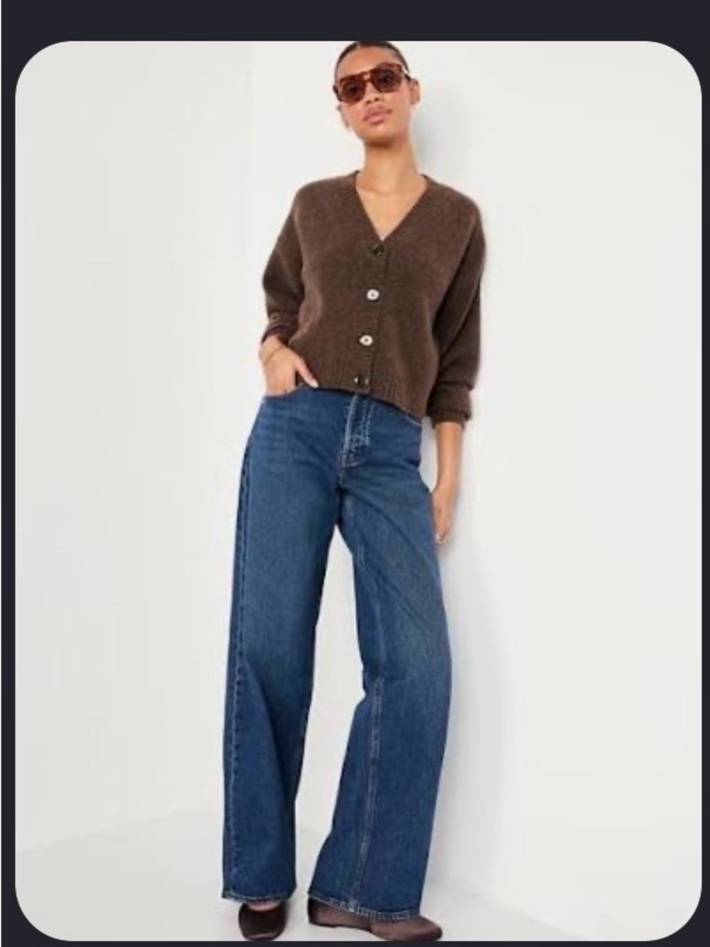 Old Navy Wool-Blend Slouchy Cardigan - Earthen Brown XL TALL